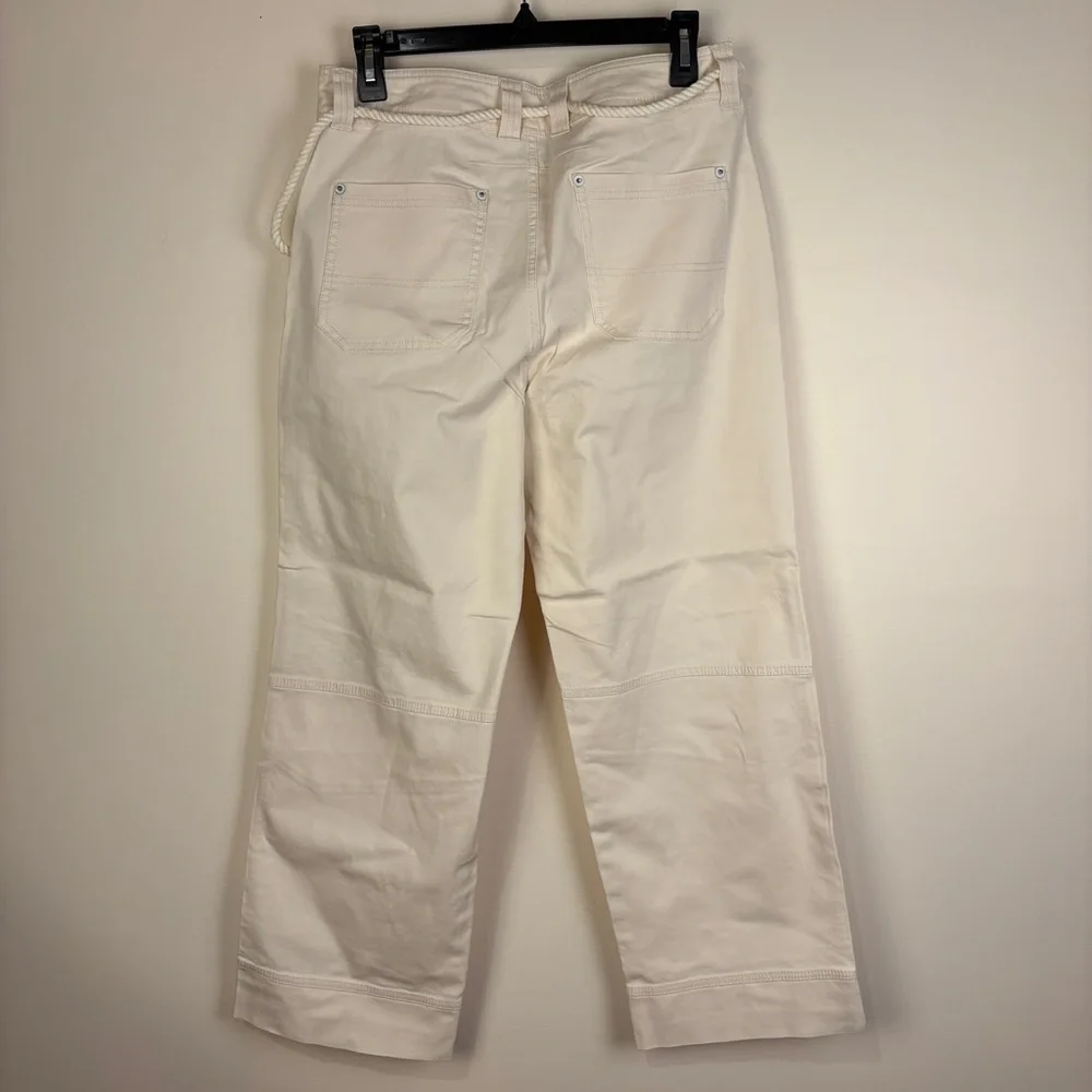 Sundance Cream Wide Leg Pants Rope Waist Tie Loose Fit Boho Casual
